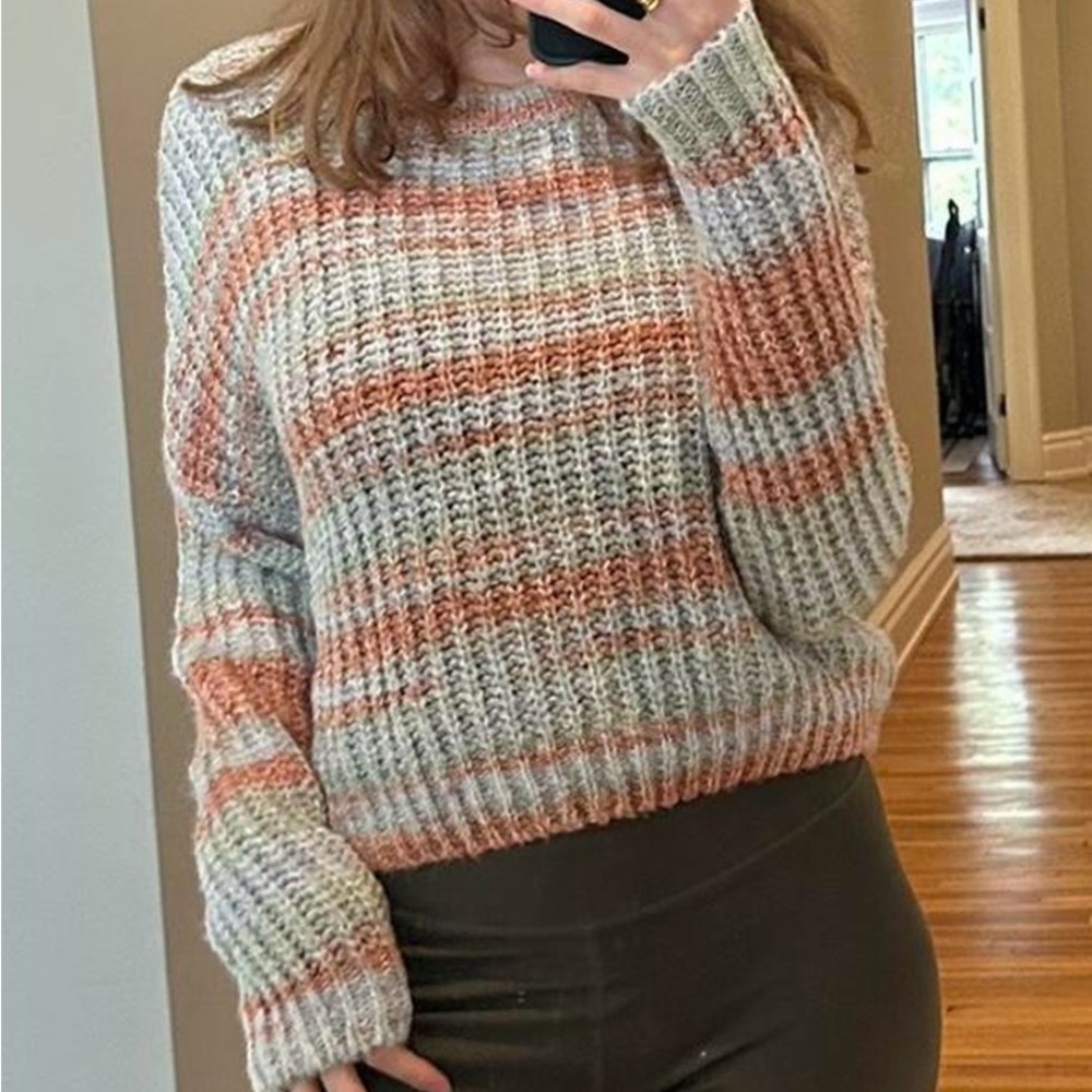 PacSun Cozy‎ Striped Sweater in Gray and Orange